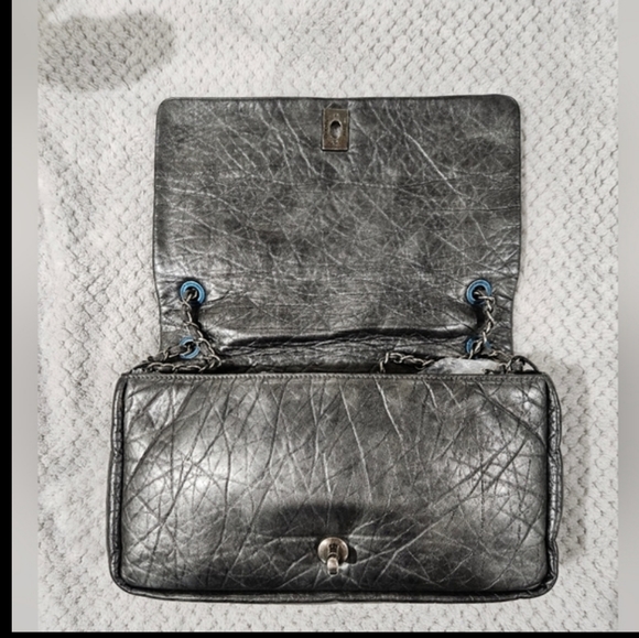 CHANEL Flap Bag Aged Calf Skin Maltese Leather Single Flag Purse Chain Handle - Picture 7 of 17